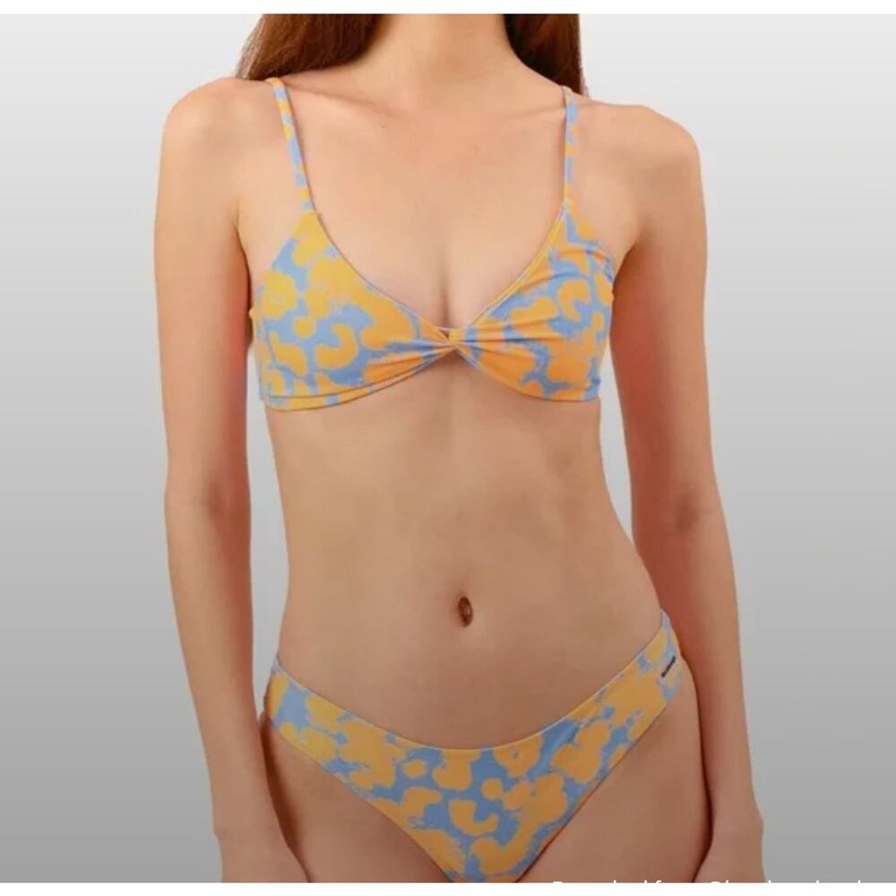 Blackbough Bikini Set S/M Yellow Blue Twist Top Bikini Women Beach Butt Scrunch